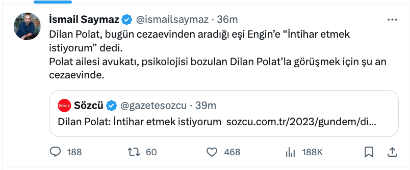 ismail saymaz dan dikkat ceken dilan polat iddiasi intihar etmek istiyorum dedi